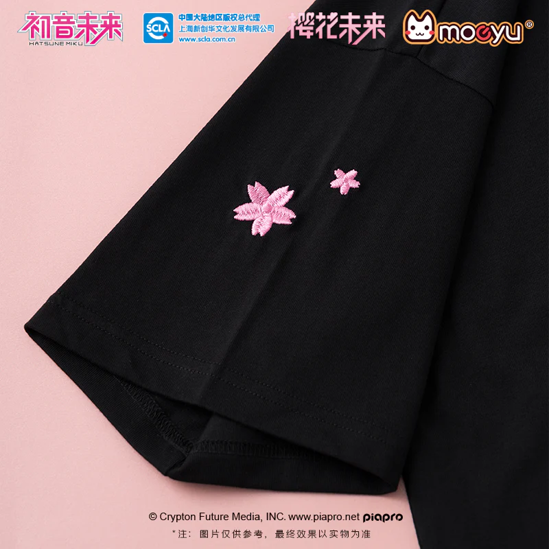 Hatsune Miku - Sakura Miku Series - Black T-Shirt - Image 3